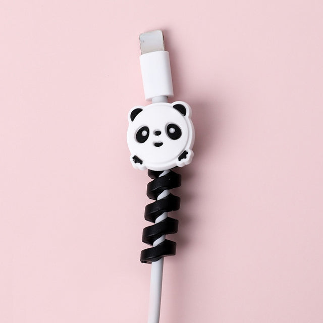 Silicone Cartoon Spiral USB Cable Protector & Cord Winder