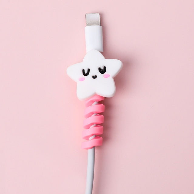 Silicone Cartoon Spiral USB Cable Protector & Cord Winder