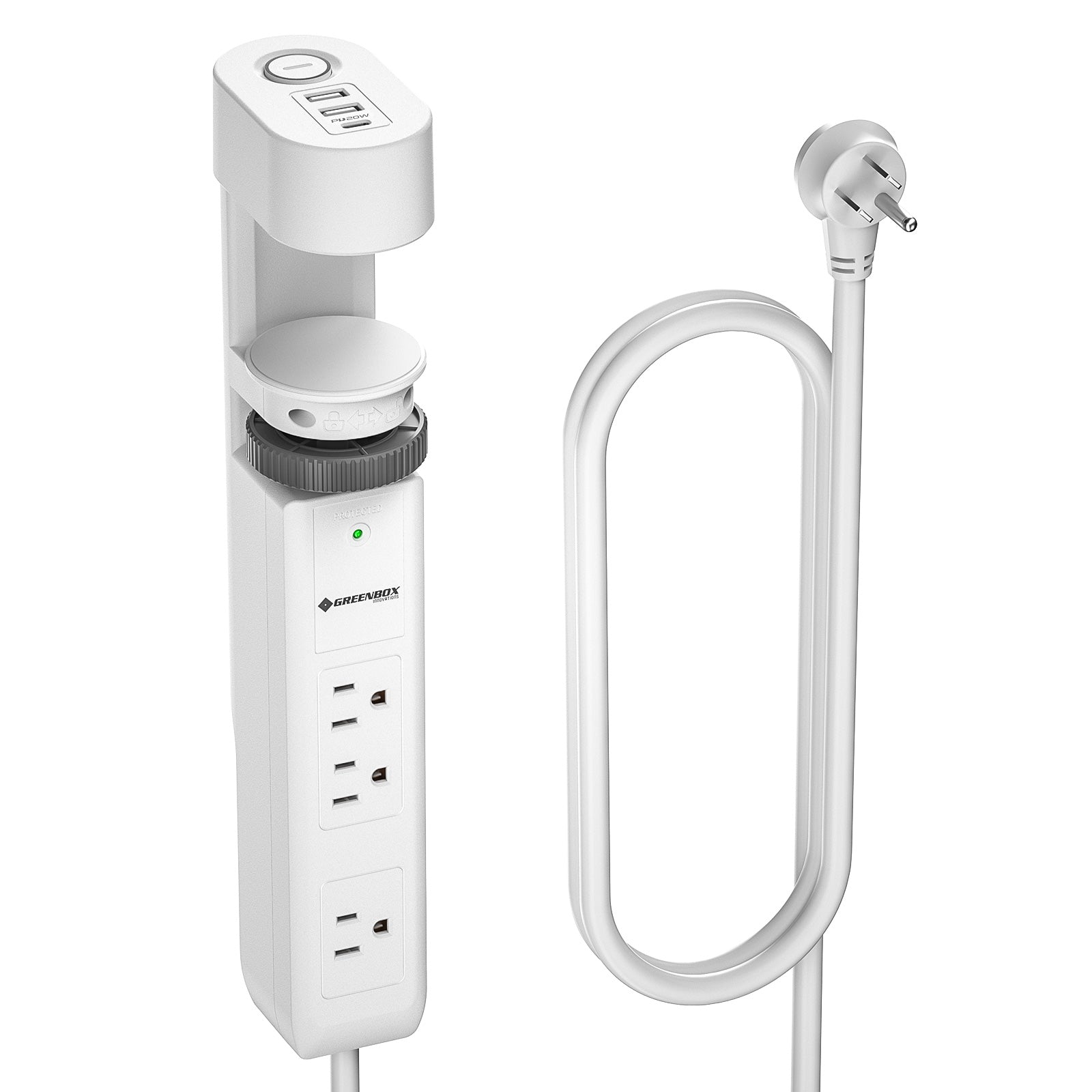 CRST Desk Clamp Power Strip | 3 Outlets + 3 USB (20W USB-C PD), 1020J Surge Protector