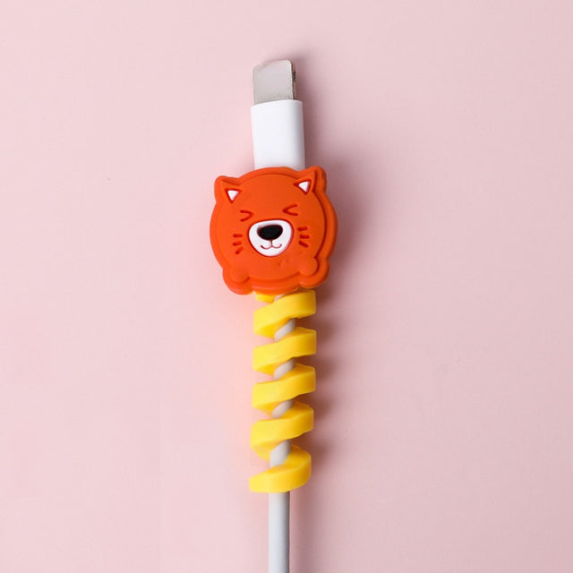 Silicone Cartoon Spiral USB Cable Protector & Cord Winder