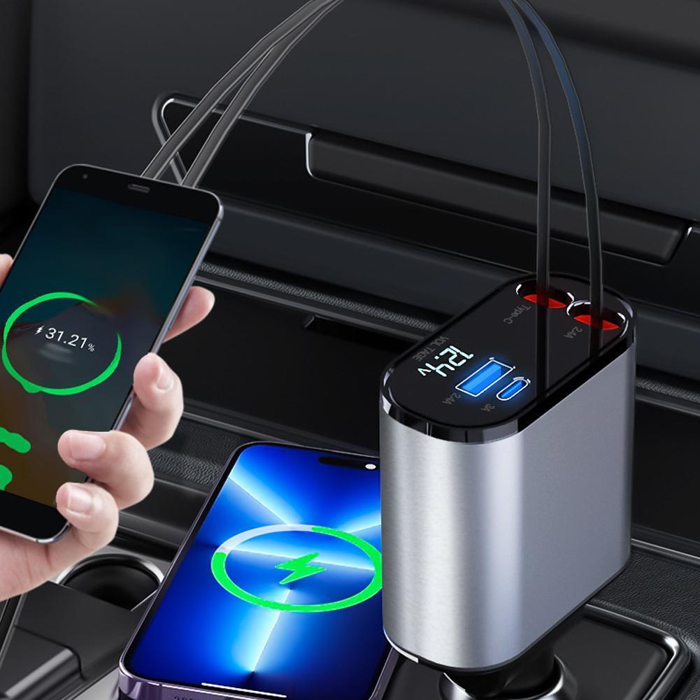 4-in-1 Retractable Fast Car Charger 120W with USB-C – product image 9