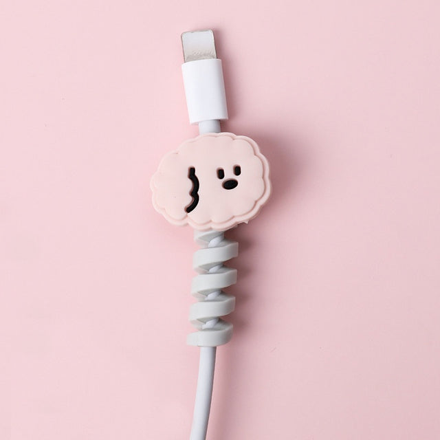 Silicone Cartoon Spiral USB Cable Protector & Cord Winder