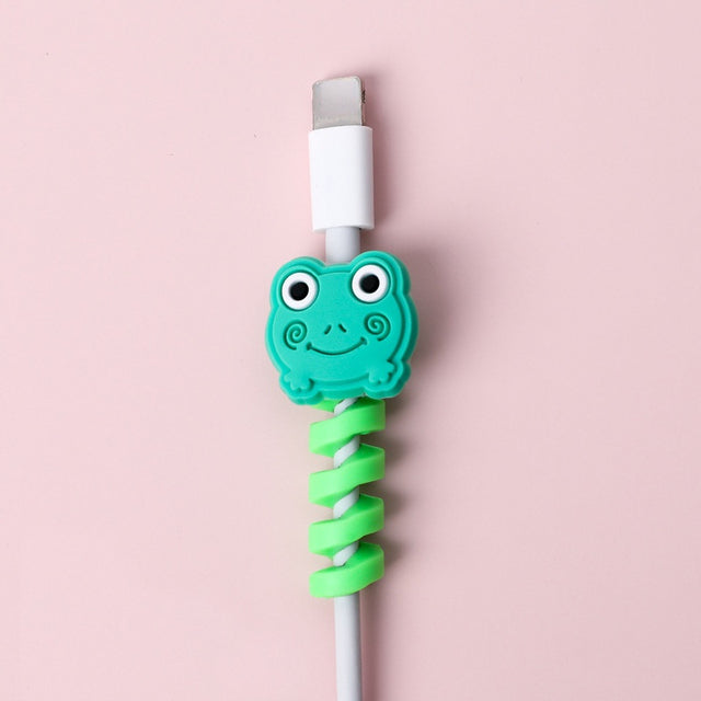 Silicone Cartoon Spiral USB Cable Protector & Cord Winder