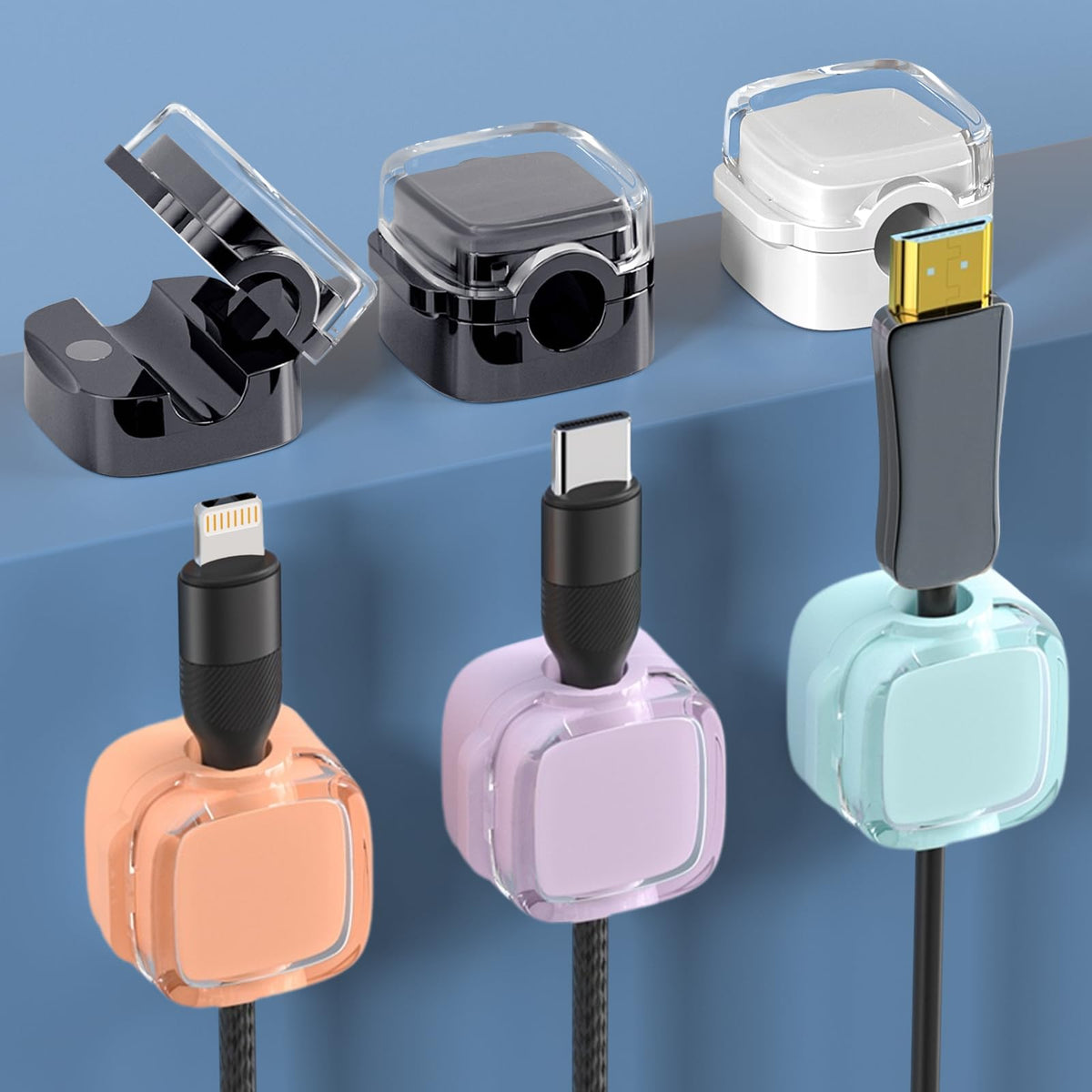 Magnetic Cable Holders 6-Pack – Desktop Cord Organizer Clips – product image 2