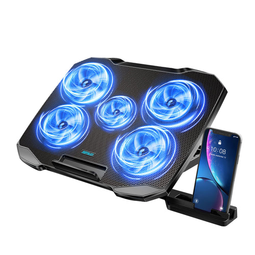 5-Fan Adjustable Laptop Cooling Pad & Ergonomic Stand (12″–15.6″) – product image 1