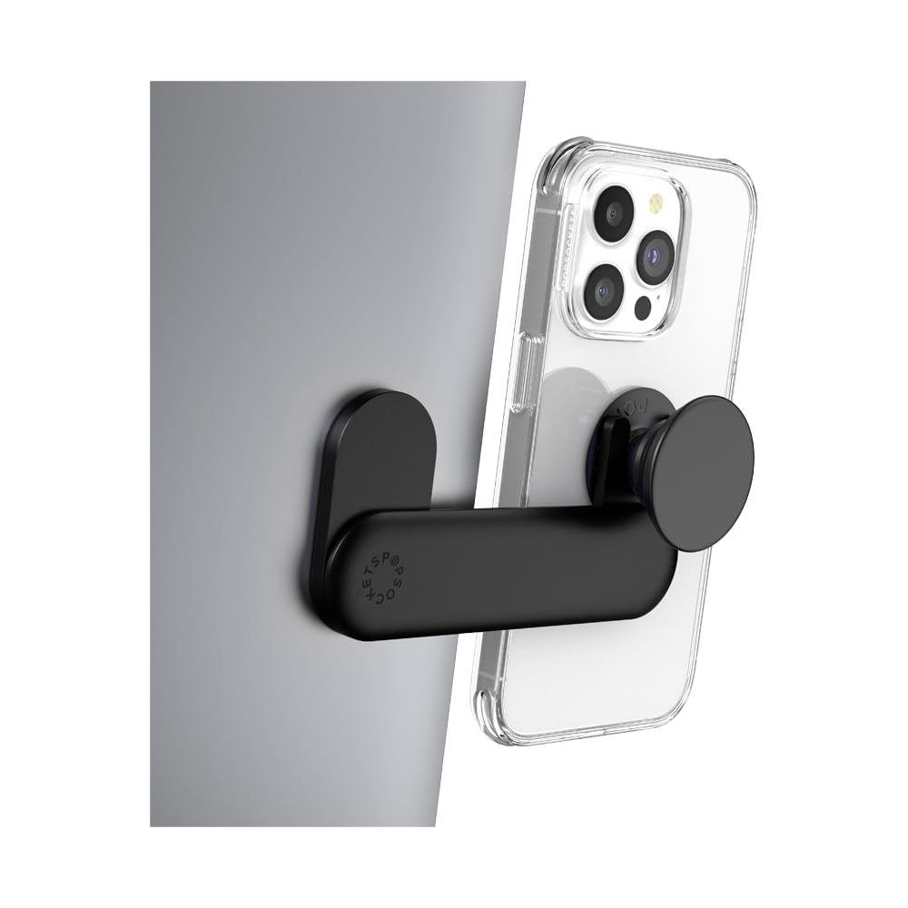 PopSockets Laptop Mount for Phone Grip Phone Mount Phone Holder for Laptop - Black