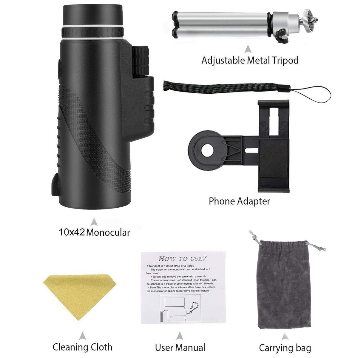 Monocular Telescope with Smartphone Mount