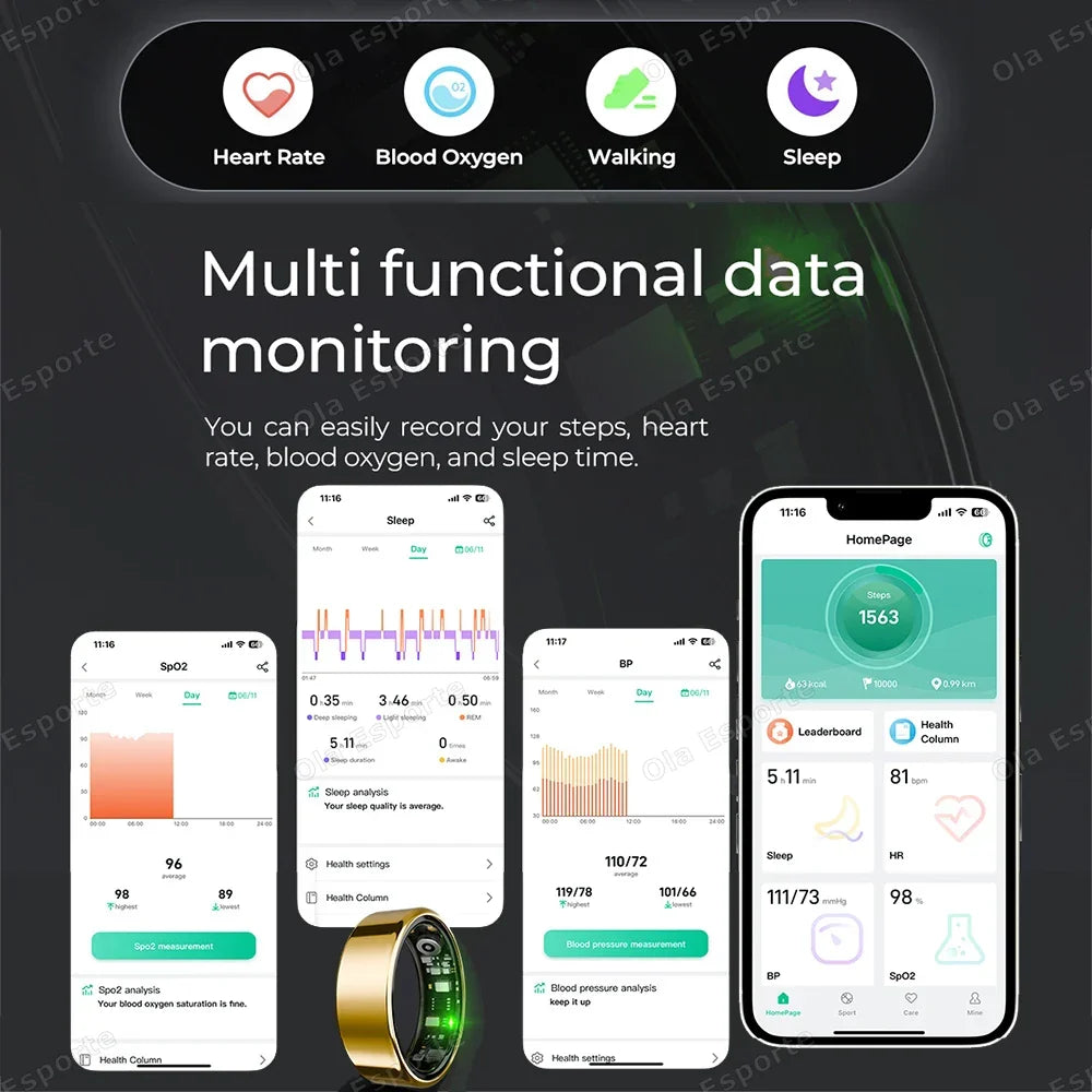 Smart Fitness Ring with Sleep & Activity Tracking