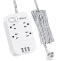 Dorm Room Essentials Extension Cord 5FT Power Strip with USB Ports Flat Plug Wall Mountable Overload Protection Home Office Supplies