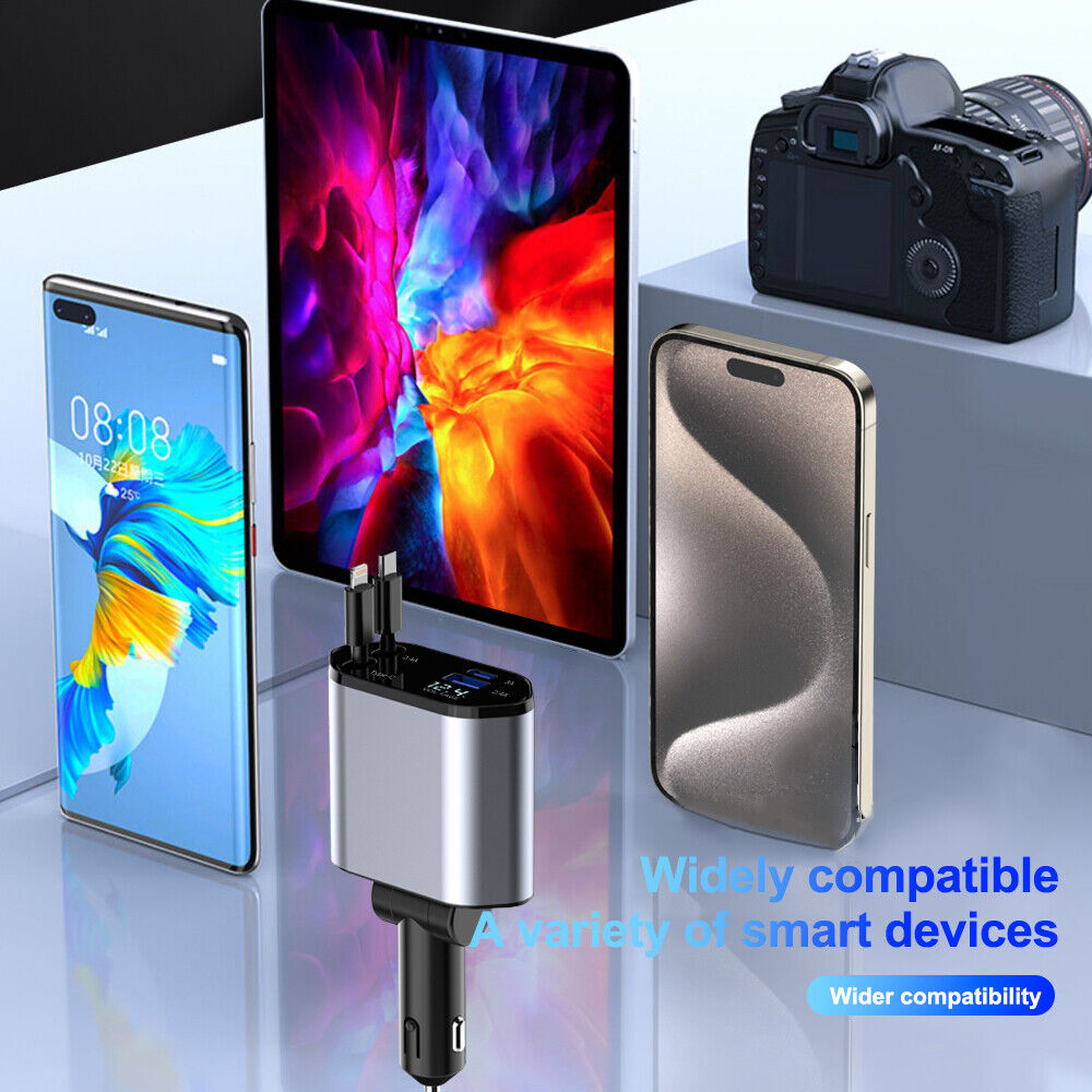 4-in-1 Retractable Fast Car Charger 120W with USB-C – product image 6