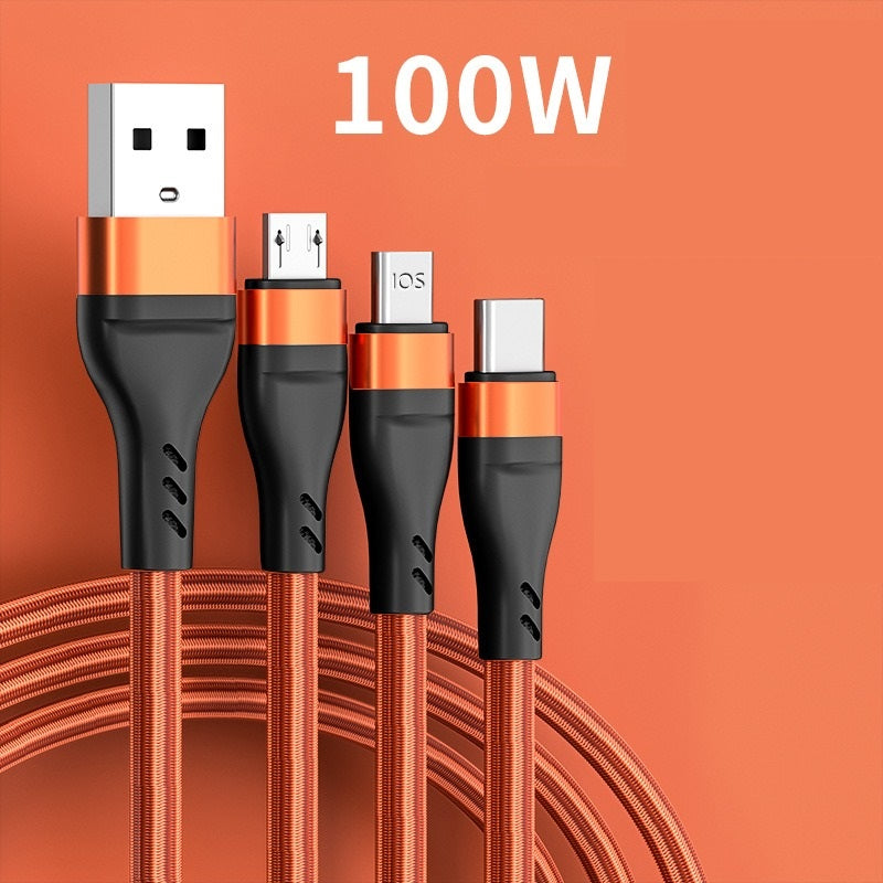 100W 3-in-1 Fast Charging Cable (USB to Type-C, Lightning, Micro-USB) – product image 4