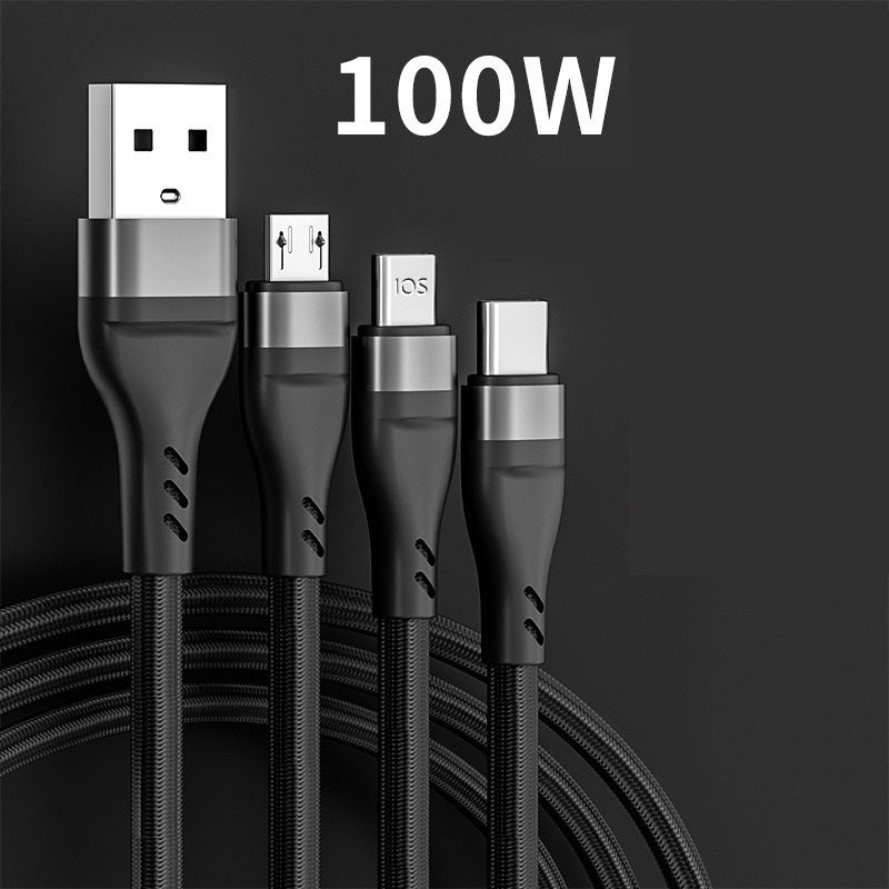 100W 3-in-1 Fast Charging Cable (USB to Type-C, Lightning, Micro-USB) – product image 3