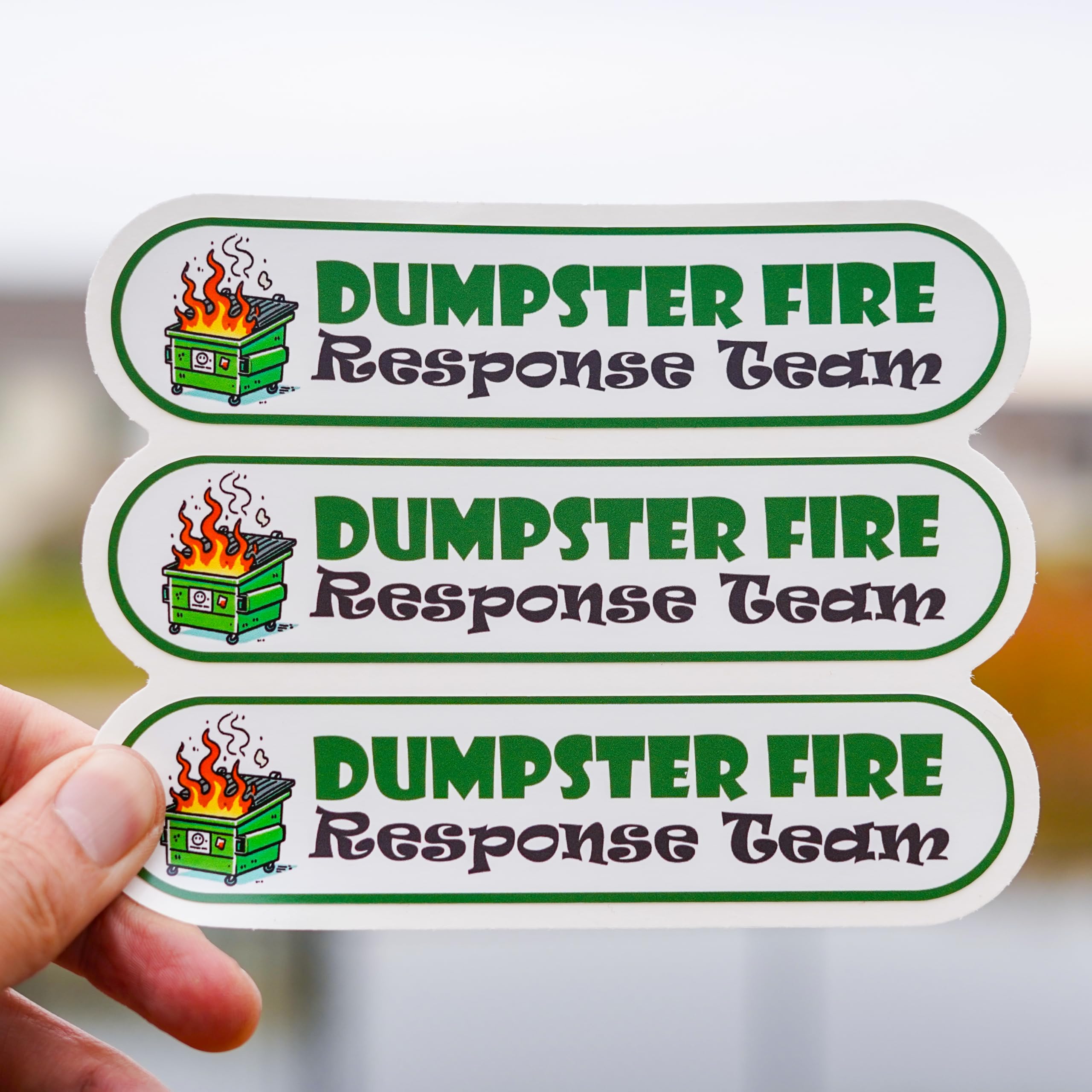 Dumpster Fire Response Team Sticker Pack – Set of 3 Vinyl Stickers 5x1.5 Inches Each – Perfect for Desk Accessories Laptop Decor Funny Bumper Stickers