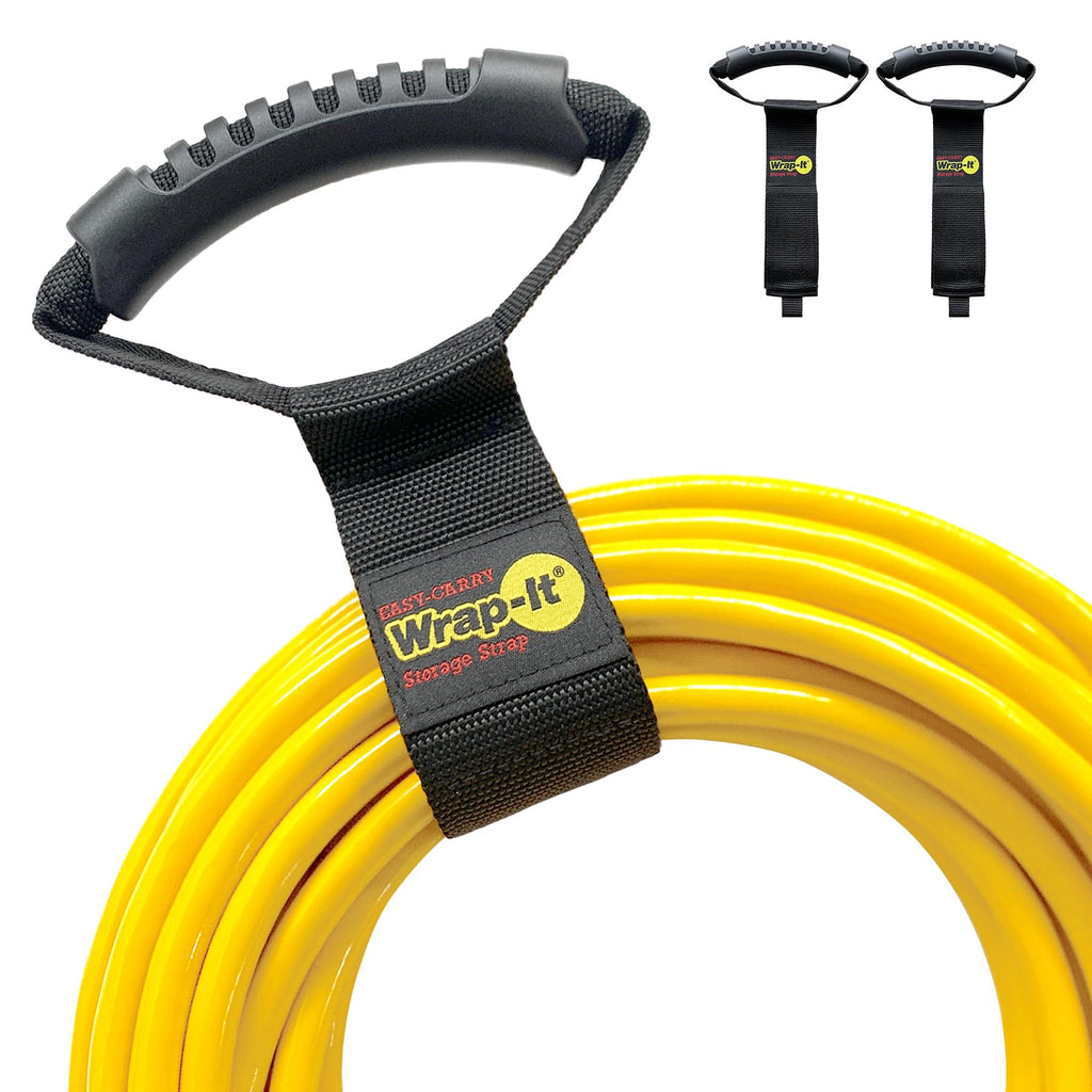 Easy-Carry Wrap-It Storage Straps - 17" (2-Pack) – Heavy-Duty Hook and Loop Cord Carrying Strap Hanger and Organizer with Handle for Pool Hoses Garden Hoses Cables and Dad Gift Ideas